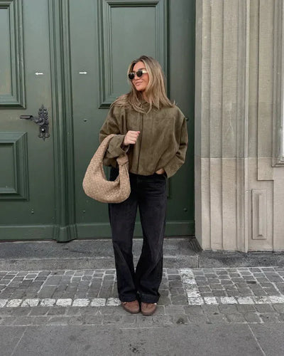 Suede look bomberjas dames