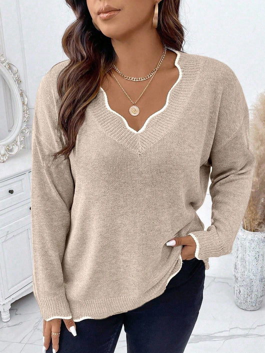 Dames Trui Oversized |  Scallop afwerking