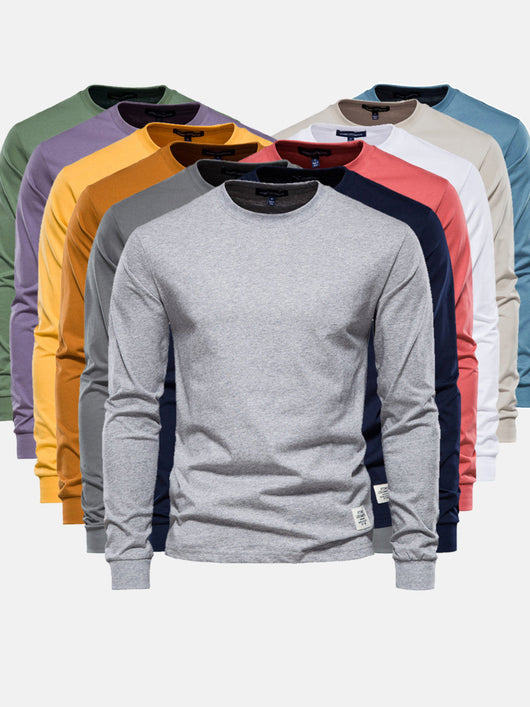 Male Long Sleeve Shirt with Round Neck