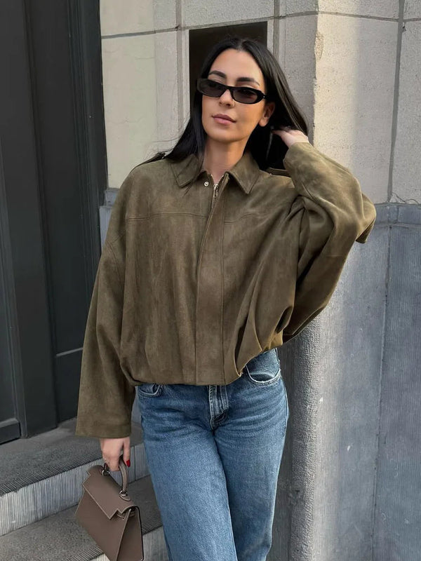 Dames Korte Jas | Suede Look, Relaxed Fit