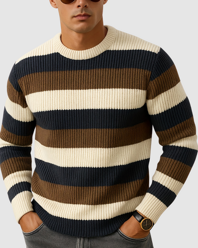 Gebreide heren trui met strepen | Herfst en winter