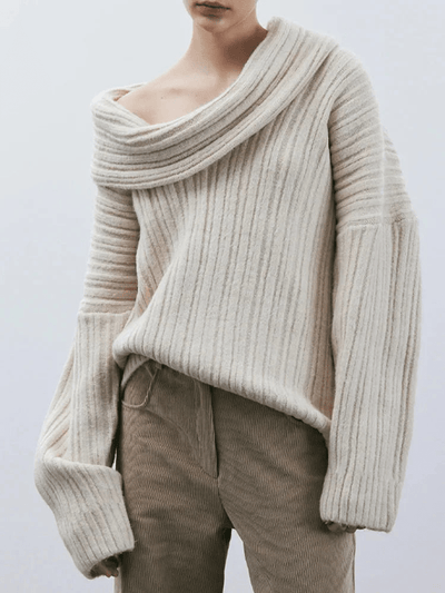 Elegante Off-Shoulder Gebreide Trui | Dames Sweater