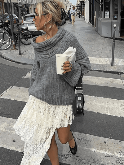 Elegante Off-Shoulder Gebreide Trui | Dames Sweater