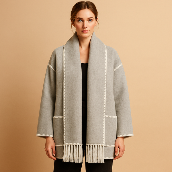 Dames Lange Winterjas met Ceintuur & Bijpassende Sjaal