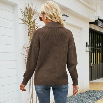 Gebreide damestrui met halve rits