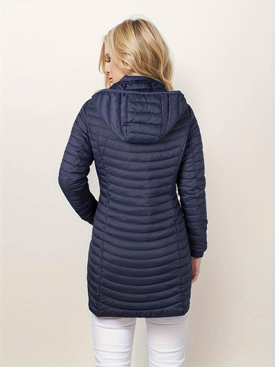 Casual gewatteerde jas met capuchon en rits voorkant