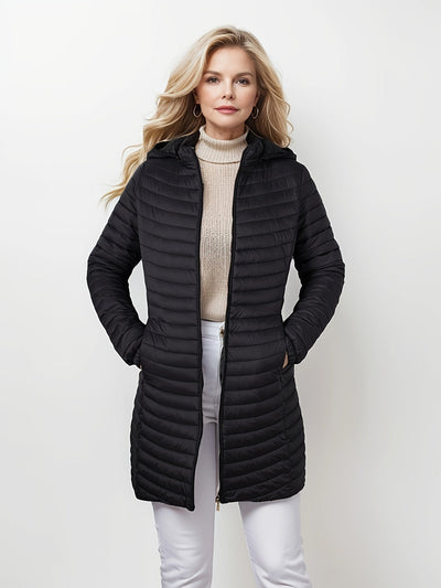 Casual gewatteerde jas met capuchon en rits voorkant