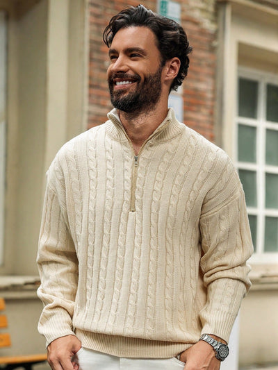 Casual herensweater met lange mouwen en ritssluiting