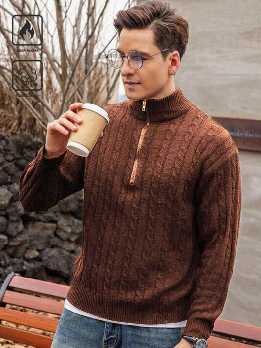 Casual herensweater met lange mouwen en ritssluiting