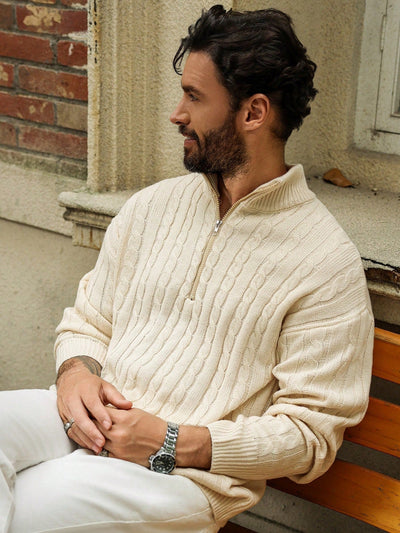 Casual herensweater met lange mouwen en ritssluiting