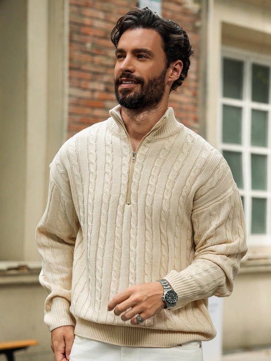 Casual herensweater met lange mouwen en ritssluiting