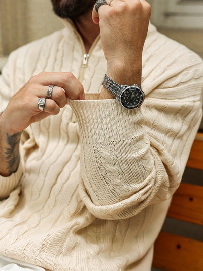 Casual herensweater met lange mouwen en ritssluiting