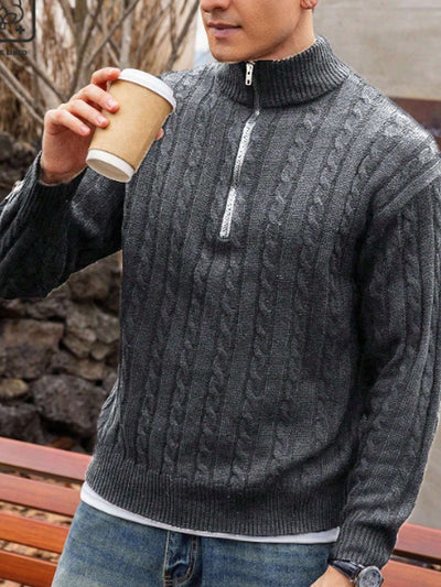 Casual herensweater met lange mouwen en ritssluiting