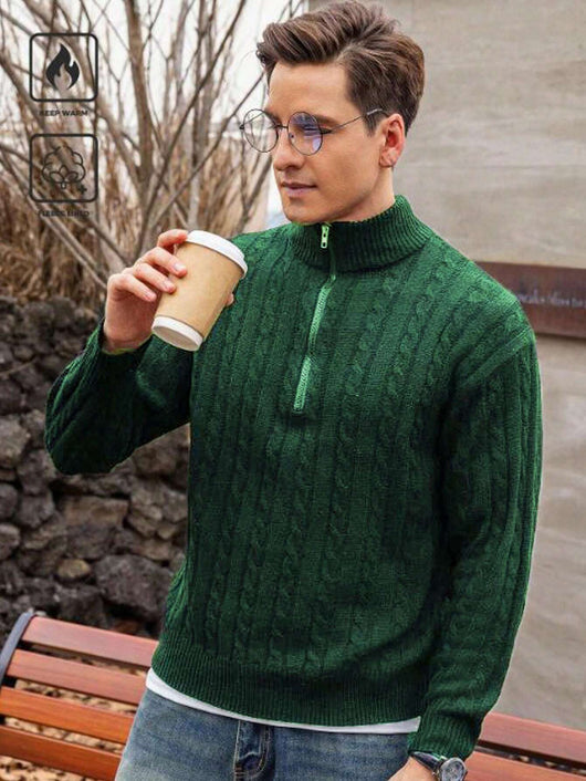 Casual herensweater met lange mouwen en ritssluiting