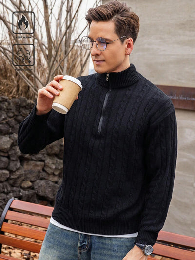 Casual herensweater met lange mouwen en ritssluiting